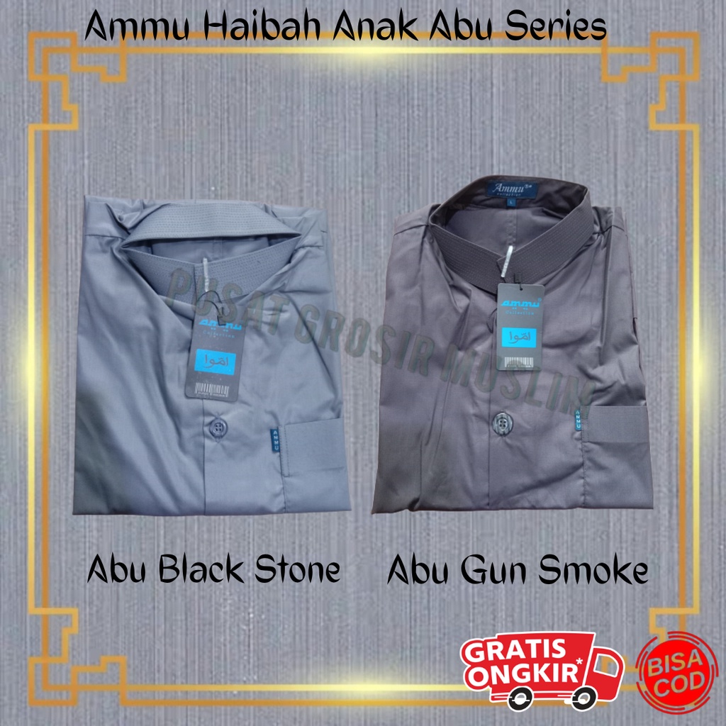 Baju Koko Ammu Kerah Haibah Anak Ukuran Size 6-10 Abu Series Termurah !!!