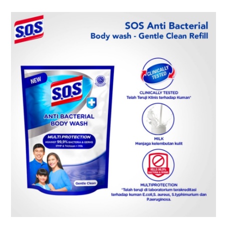 SOS Antibacterial Soap Deep Clean Cair / SOS Sabun Mandi Cair