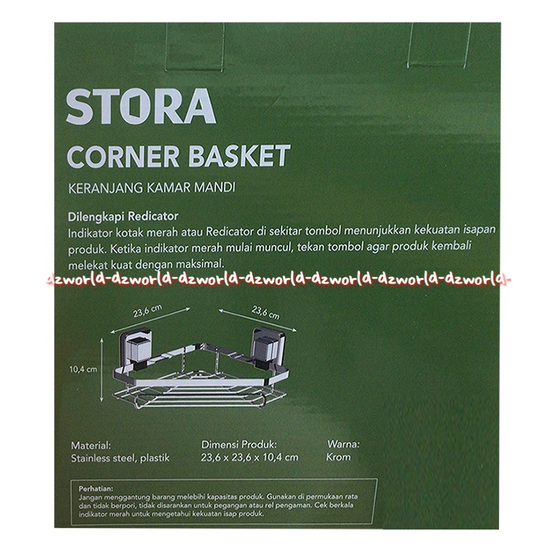 Stora Corner Basket Rak Keranjang Kamar Mandi Model Klop Poiok Sudut Tanpa Paku Baut Kris Pushloc Suction System Corners Basket Gantungan Sudut Pojok