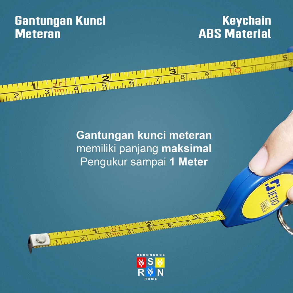 Gantungan Kunci Meteran 1M / Gantungan Kunci Multifungsi / Resonance Home