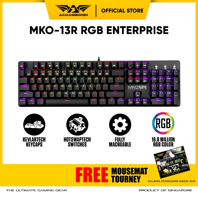 Armaggeddon MKO 13R Full Size Programmable RGB Optical Blue Switch Mechanical Keyboard
