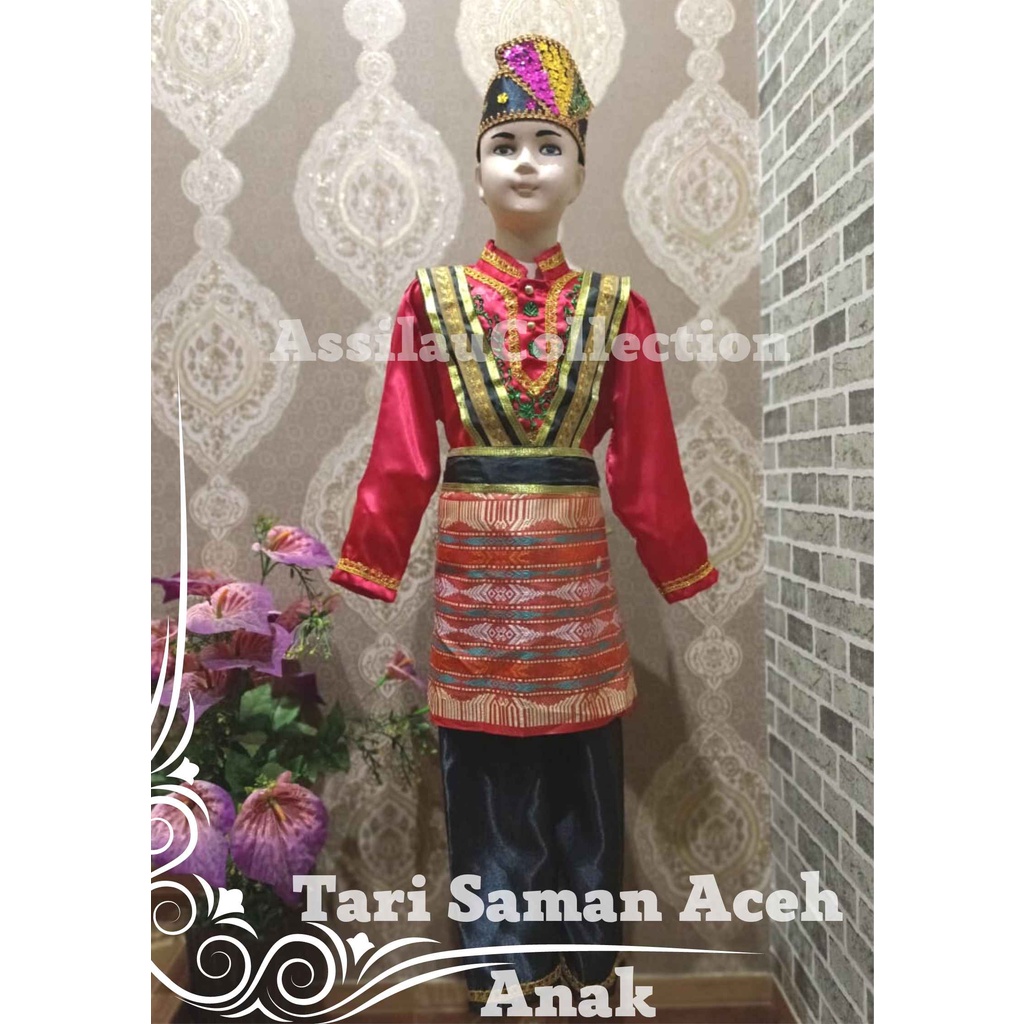 Baju adat anak Tari Saman Aceh Satuan (Laki/Cewek)