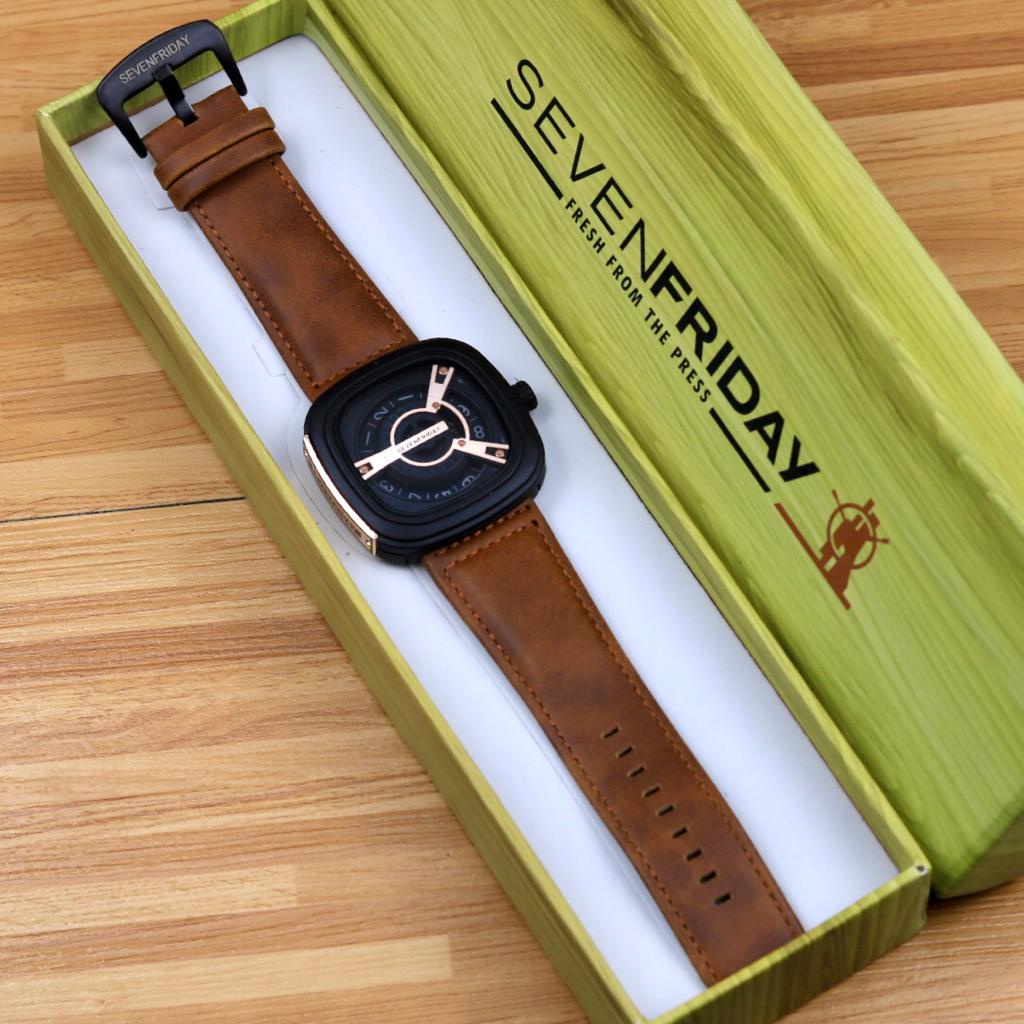 ( BISA COD ) Jam Tangan Pria SEVEN FRIDAY M2/02 SF Kulit Body Segi ANTI AIR Tali Leather Include BOX