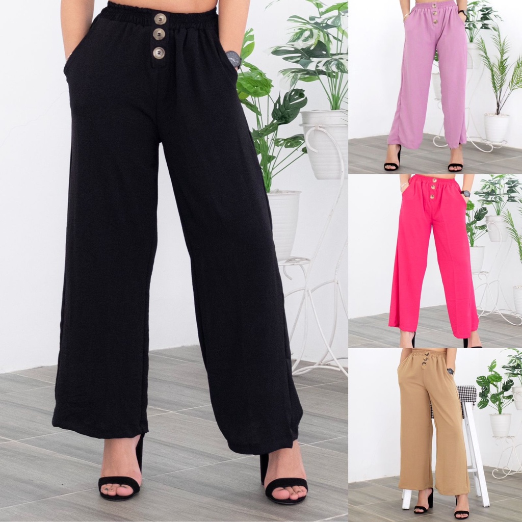 Celana Kulot Highwaist Kancing Zameela Collection [NEW] Celana Wanita kekinian Loose Pants Premium