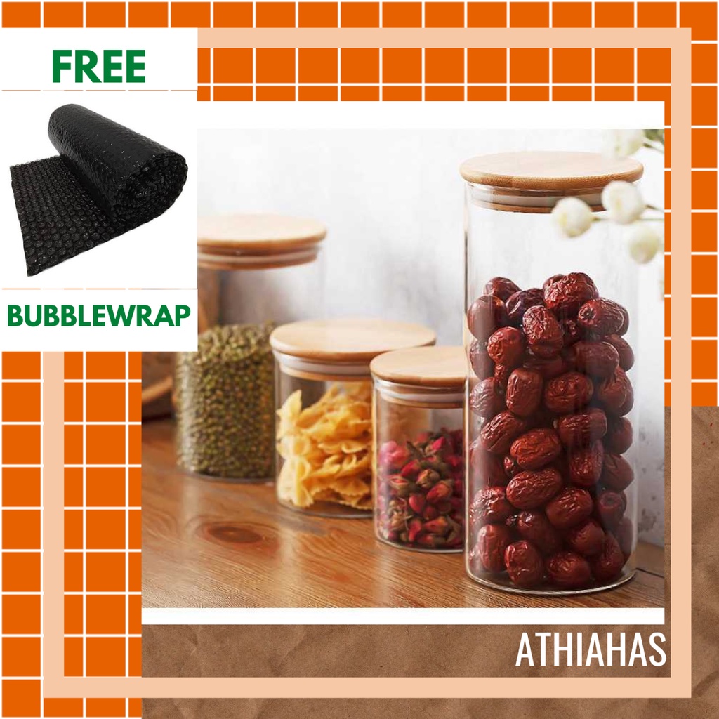 Toples Kaca Tutup Kayu Kedap Udara