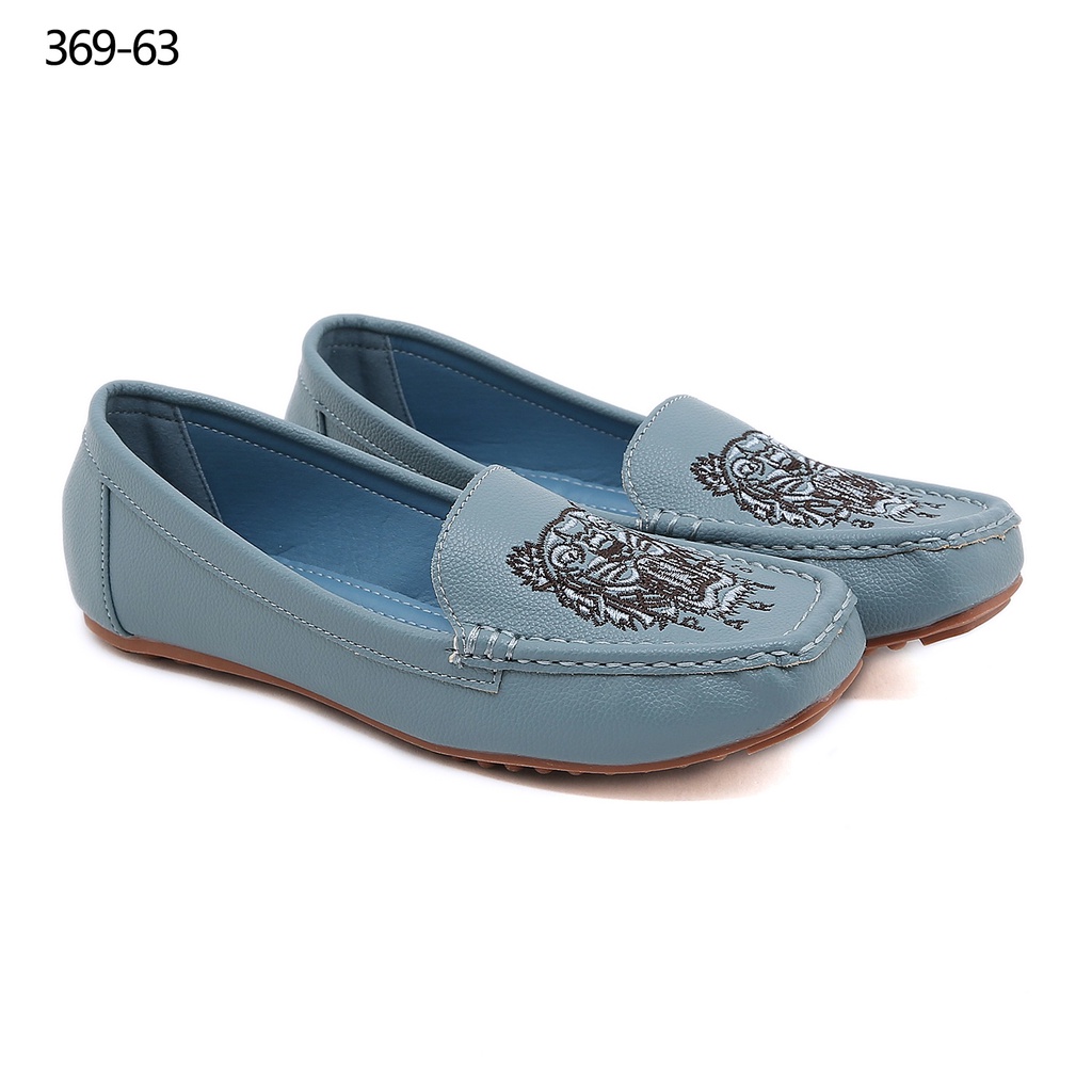 kz Leather Embroidery Flat Shoes 369-63 369-KZ