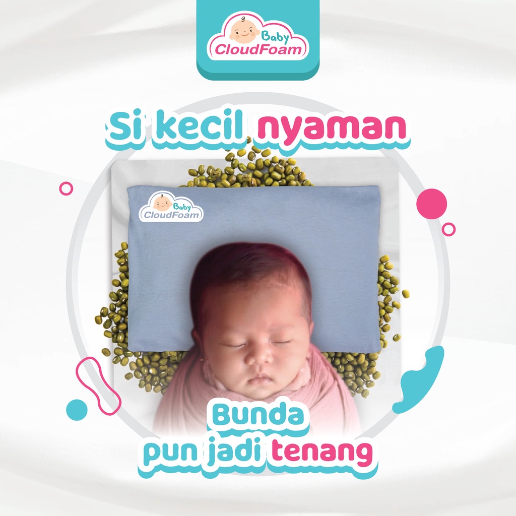 Baby Cloudfoam Paket 2 Bantal Bayi Anti Peyang Free Cetak Nama