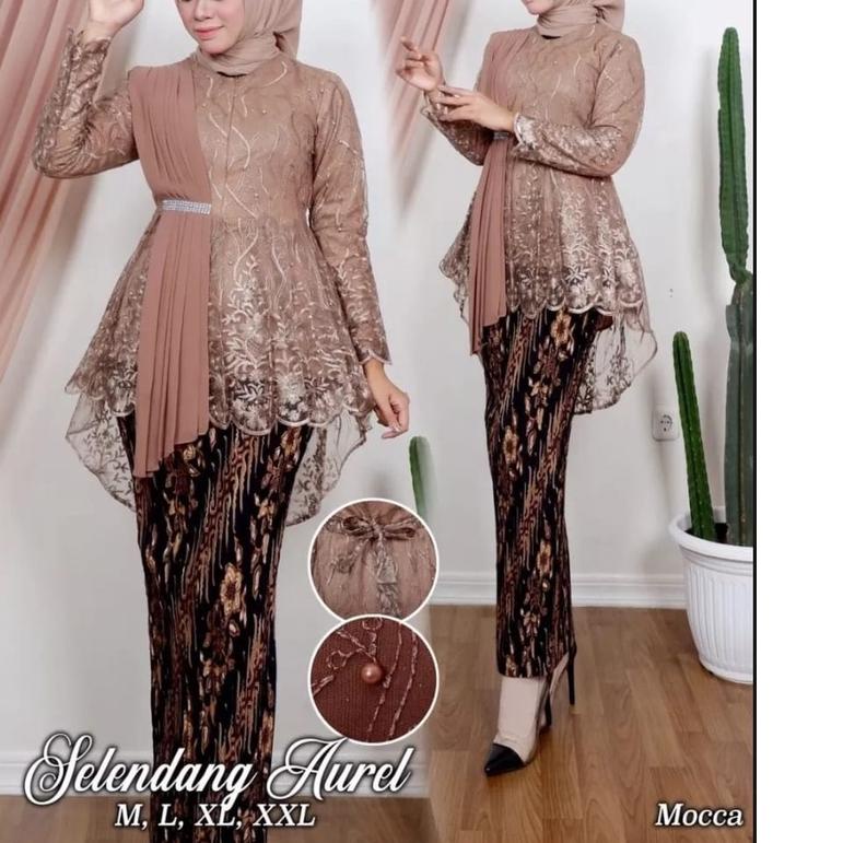 Original Setelan Kebaya Aurora Selendang Aurel//Kebaya Blouse Selendang Aurel//Model Kebaya Terlaris