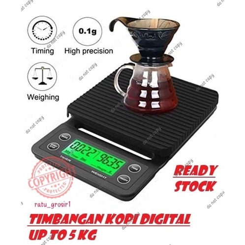 Timbangan Digital Kopi Timer 5 KG  buat Kopi kue pour over V60 Coffee scale