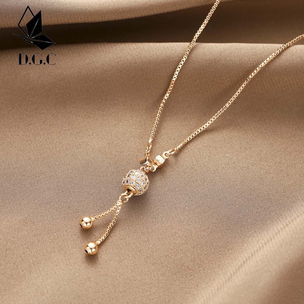 D.G.C✨Kalung Titanium Wanita Anti Karat Fashion Korean Style Kalung Emas Muda Berlian Bola Liontin Anti Luntur Aksesoris Hijab Perhiasan Kalung Dewasa Murah D091