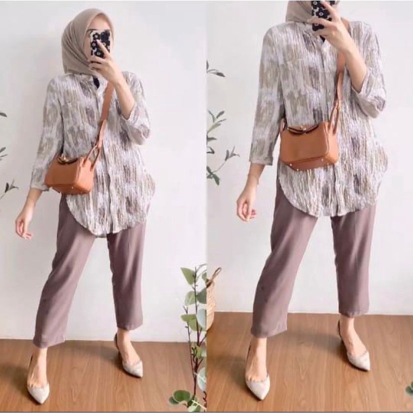 ONE SET KAYRA CRINKLE - SETELAN CRINKLE MOTIF NEW - ONE SET WANITA TERBARU