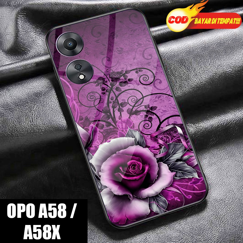 Case Glosy OPPO A58 5G -FLOWER -Hardcase Glossy 2D -OPPO A58X- Silikon OPO A78 -Softcase OPO A95- Ke