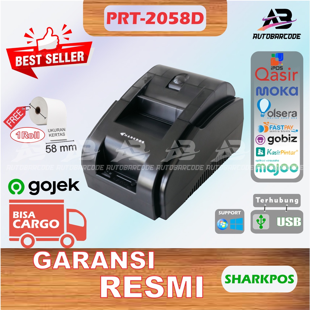 Printer Thermal Sharkpos PRT2058D / PRT 2058 D / PRT-2058D USB 58MM Pos Kasir Struk PPOB Printer Support Mokapos C58bt EPPOS EPP-58D