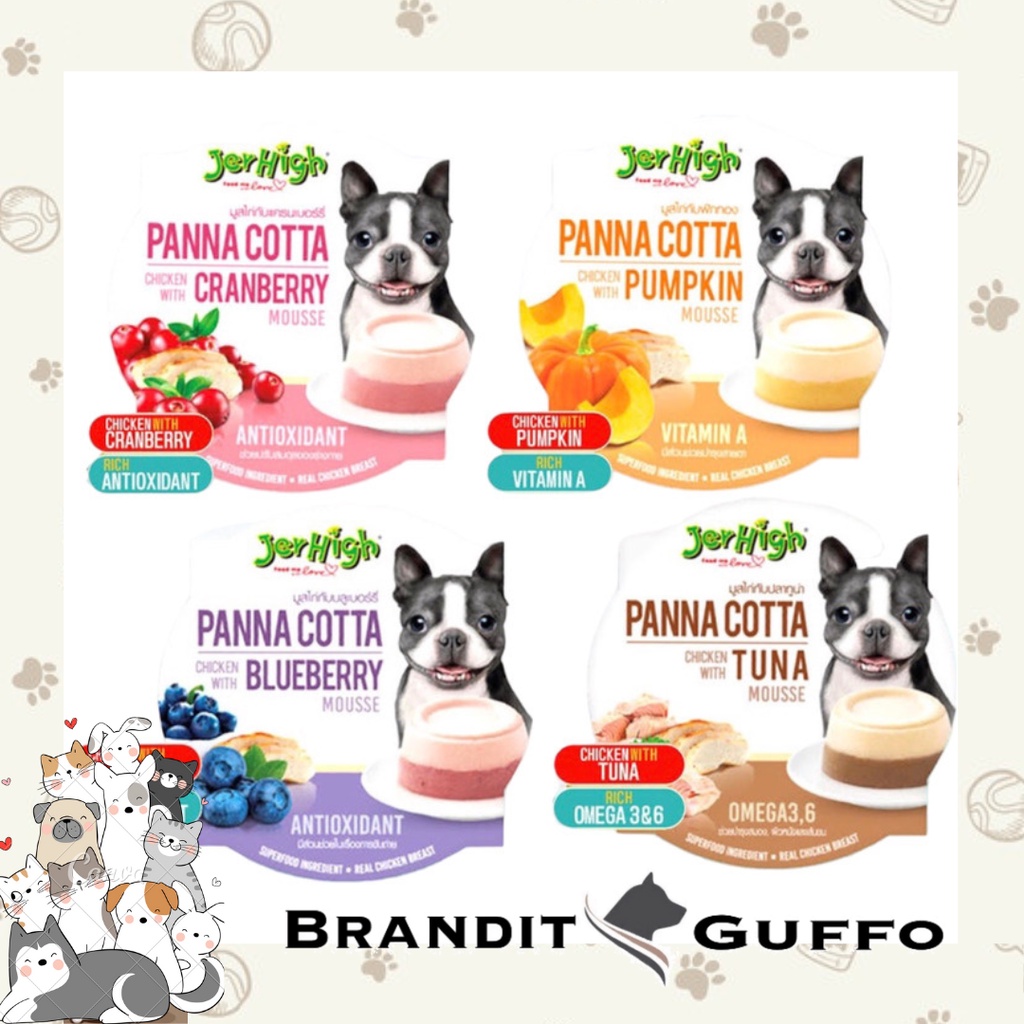 Jerhigh panna cotta mousse snack anjing pudding anjing dog snack cemilan