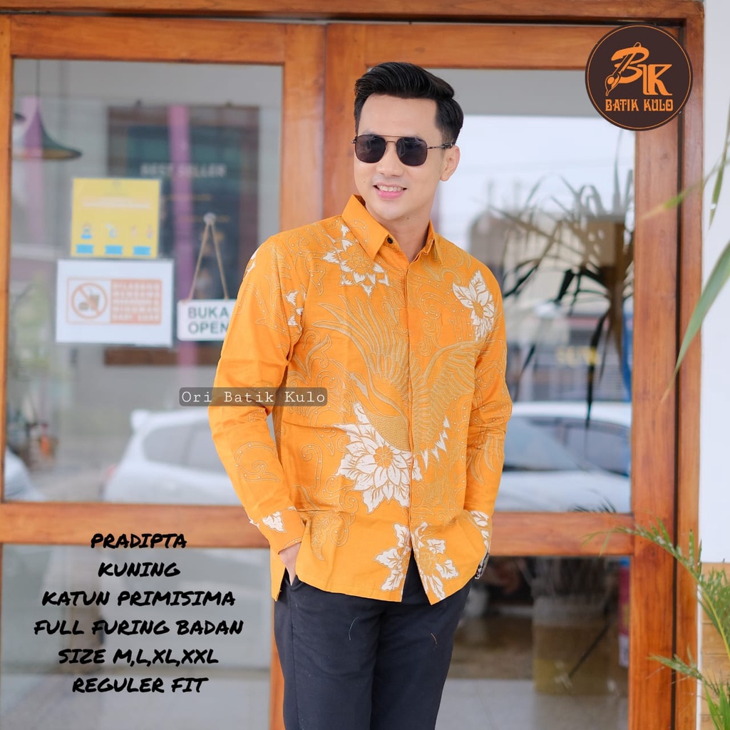 Baju Batik Pria Lengan Panjang Pendek  KUNYIT KUNING TERBARU Ori Kulo