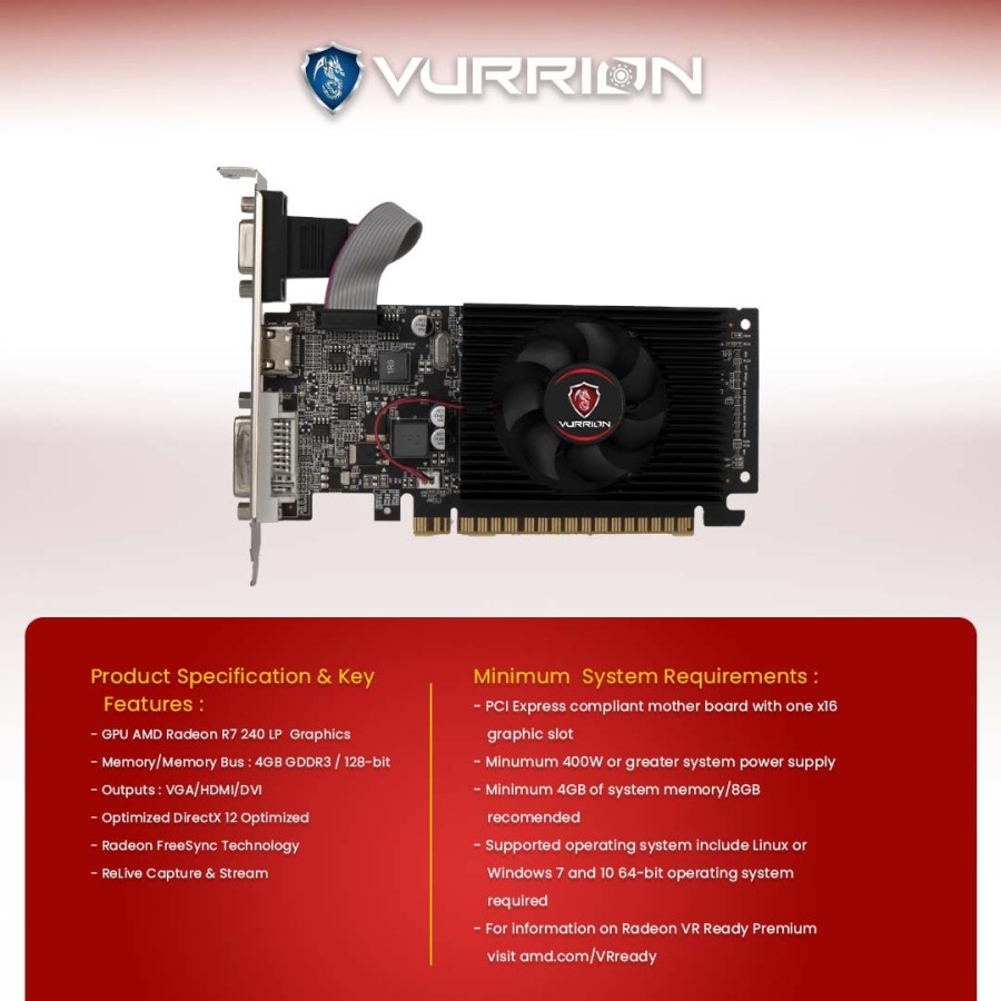 VGA VURRION R7 240 LP 4GB DDR3 128 BIT