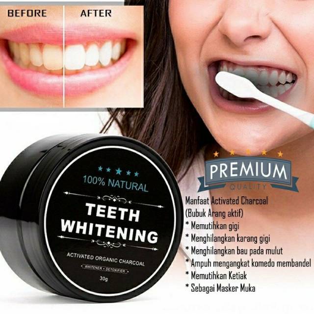 TEETH WHITENING ACTIVED CHARCOAL POWDER ORIGINAL - PEMUTIH GIGI 100% NATURAL