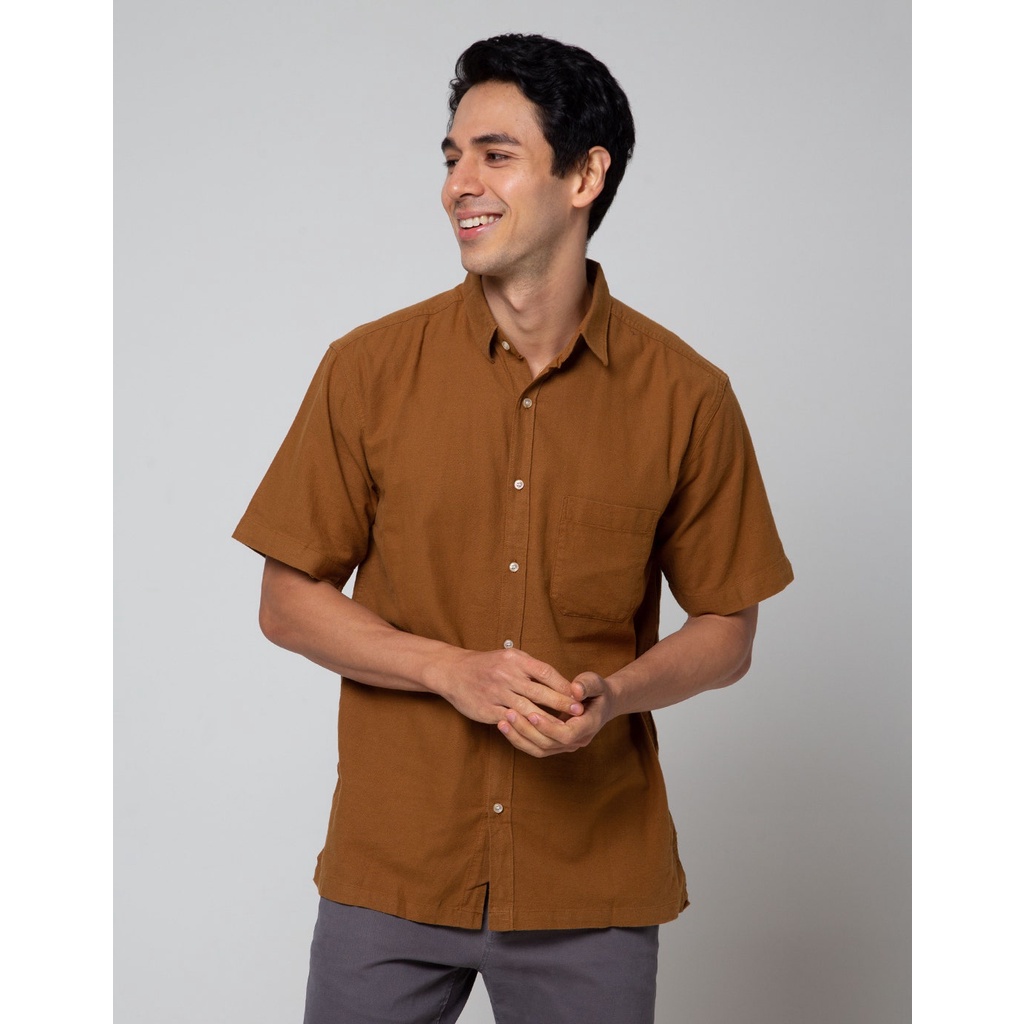 Scotch Kemeja Linen Polos Pendek Pria 112612693