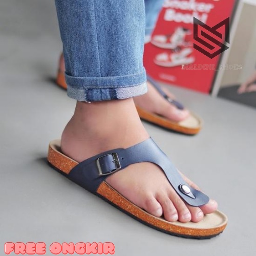 Sandal pria casual sendal jepit gesper sandal kulit sol puyuh kekinian model birken