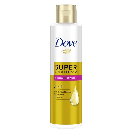 Dove 3 IN 1 SERUM Shampoo SUPER SHAMPOO Atasi Rambut Rontok, Ketombe, Rambut Lepek 125 ML