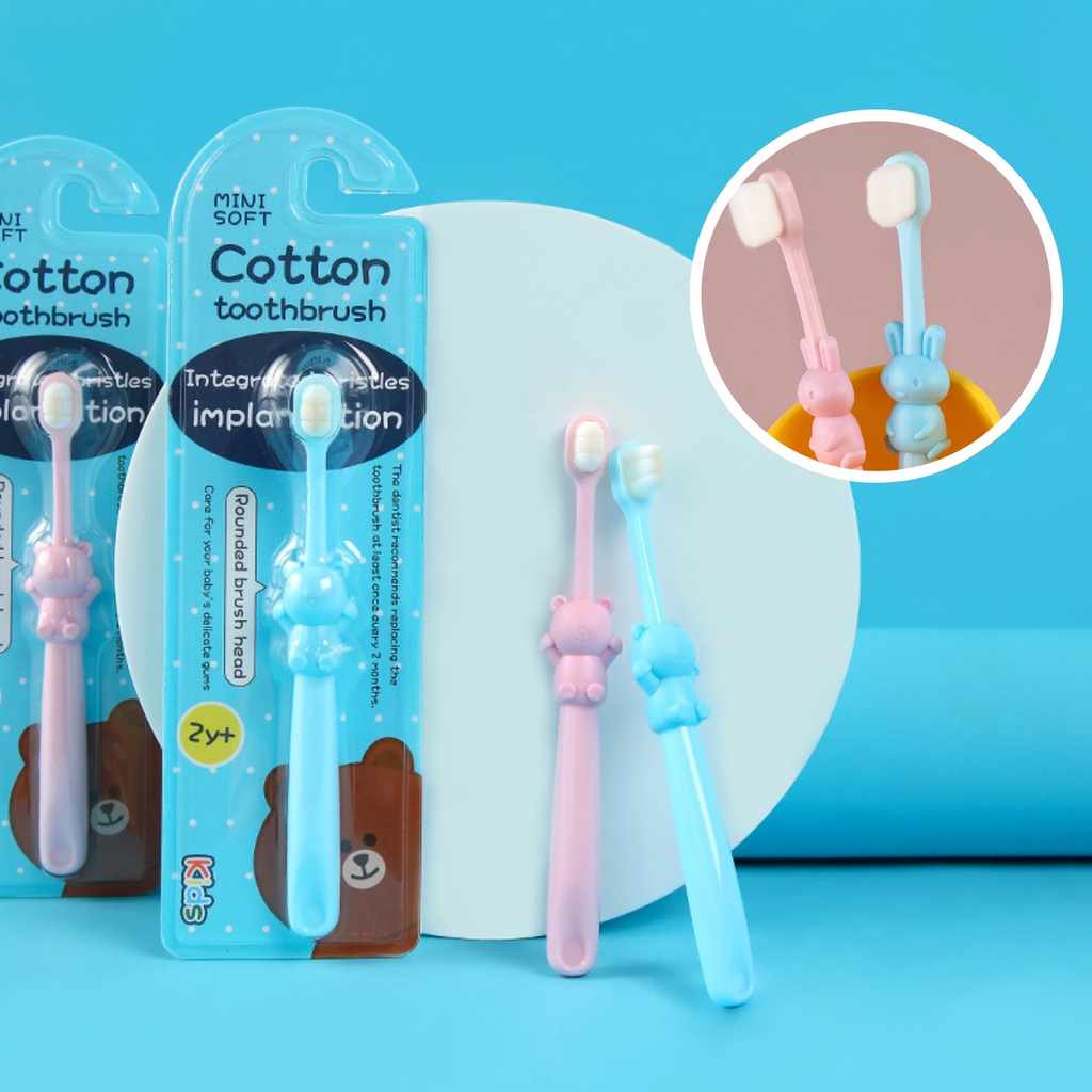 SS Sikat Gigi Anak  Halus &amp; Lembut  lembut 10000 Bulu Halus 1-12 Tahun Sikat Gigi Extra Soft Tavel Toothbrush Double Care Sikat Gigi Halus &amp; Lembut Karakter Gajah Dan Rabbit