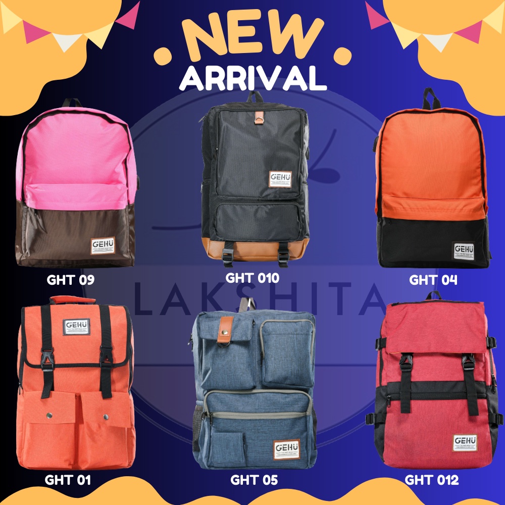 ORIGINAL GEHU Tas Ransel Distro Multifungsi Pria Dewasa Tas Gendong Sekolah Cowok SMP SMA Kuliah Multifungsi Muat Laptop Bisa Charger USB Warna Hitam Navy Coklat Pink Biru Bahan Tebal Premium Model Terbaru 2023 Bisa COD Promo Harga Termurah Kota Bandung
