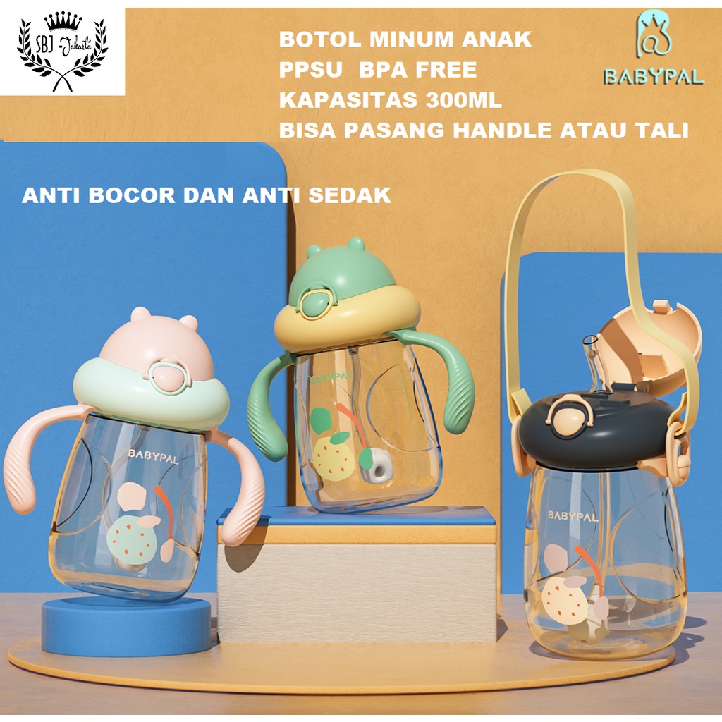 BOTOL MINUM ANAK BABYPAL PPSU BPA FREE 300ML ANTI SEDAK DUAL HANDLE