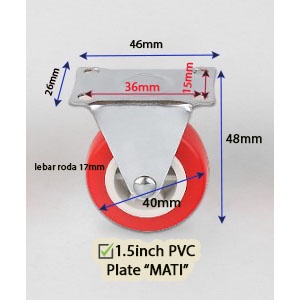 Roda PVC 1.5 inch (Mati-Hidup-Rem) CASTER Taiwan Roda Troli Furniture /pcs