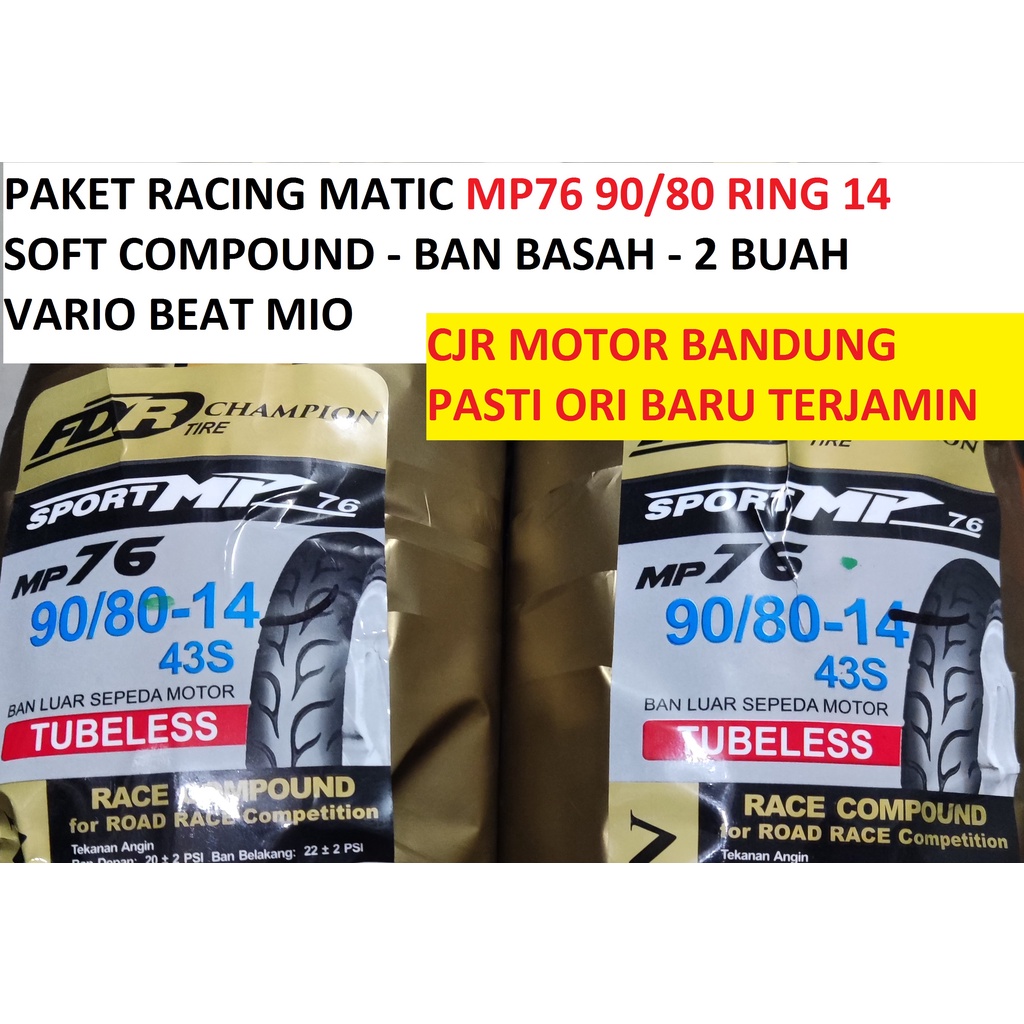 PAKET 2 Buah BAN MOTOR RACING FDR Sport MP76 90/80 Ring 14 MP 76