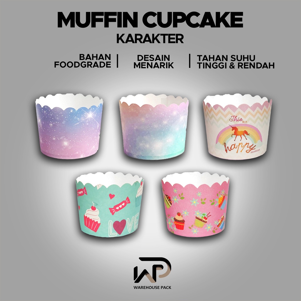 ( 50 Pcs ) Muffin Cupcake Karakter | Cup Cake Muffin | Paper Cup Cake Muffin