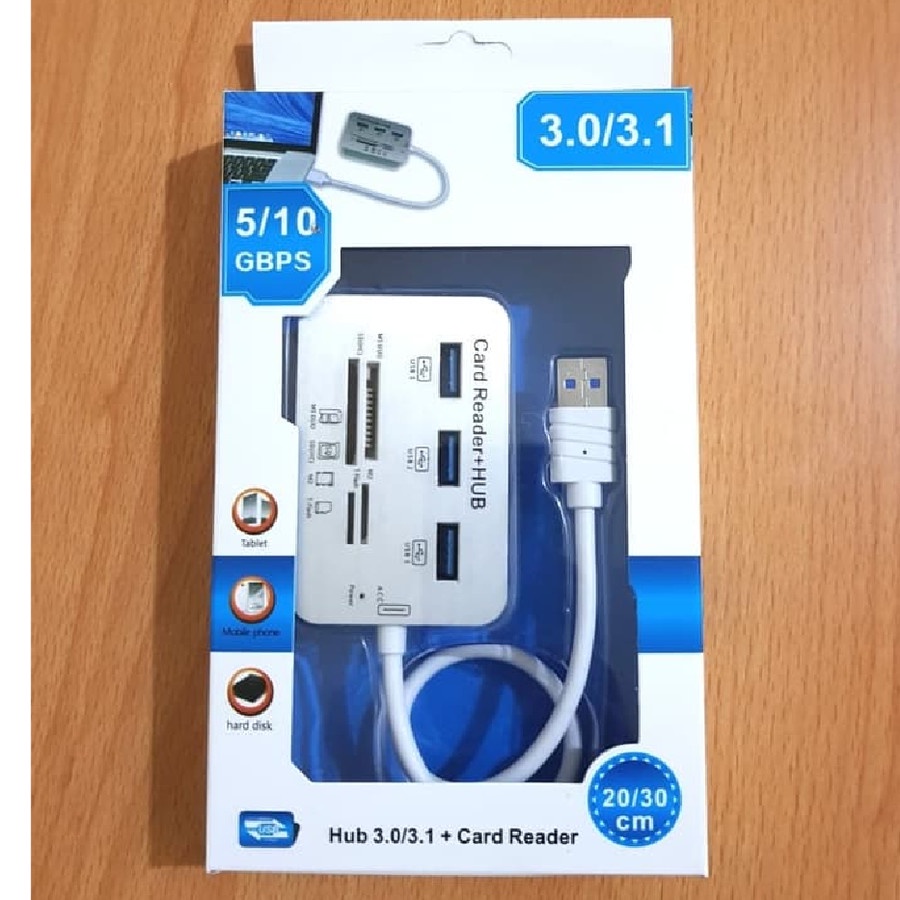 USB HUB 3.0 3 PORT DAN CARD READER 4 SLOT COMBO ALUMINIUM HIGH QUALITY