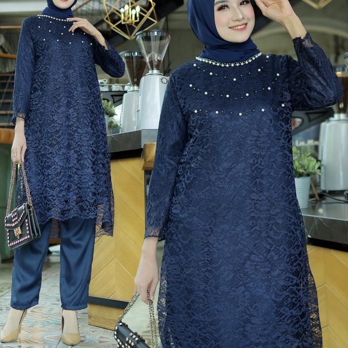 Restock 100% REAL PIC SET ASTERIA SETELAN TUNIK BROKAT MUTIARA SETELAN MUSLIMAH 3 WARNA ⁑fph❀