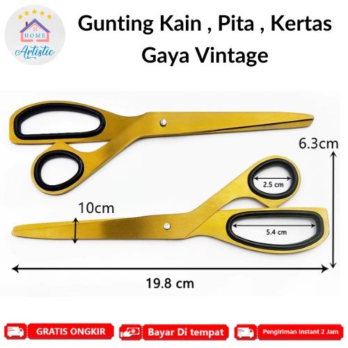 

Baru Gunting Kertas Kain Pita Gaya Aesthetic Gaya Vintage Gunting Emas
