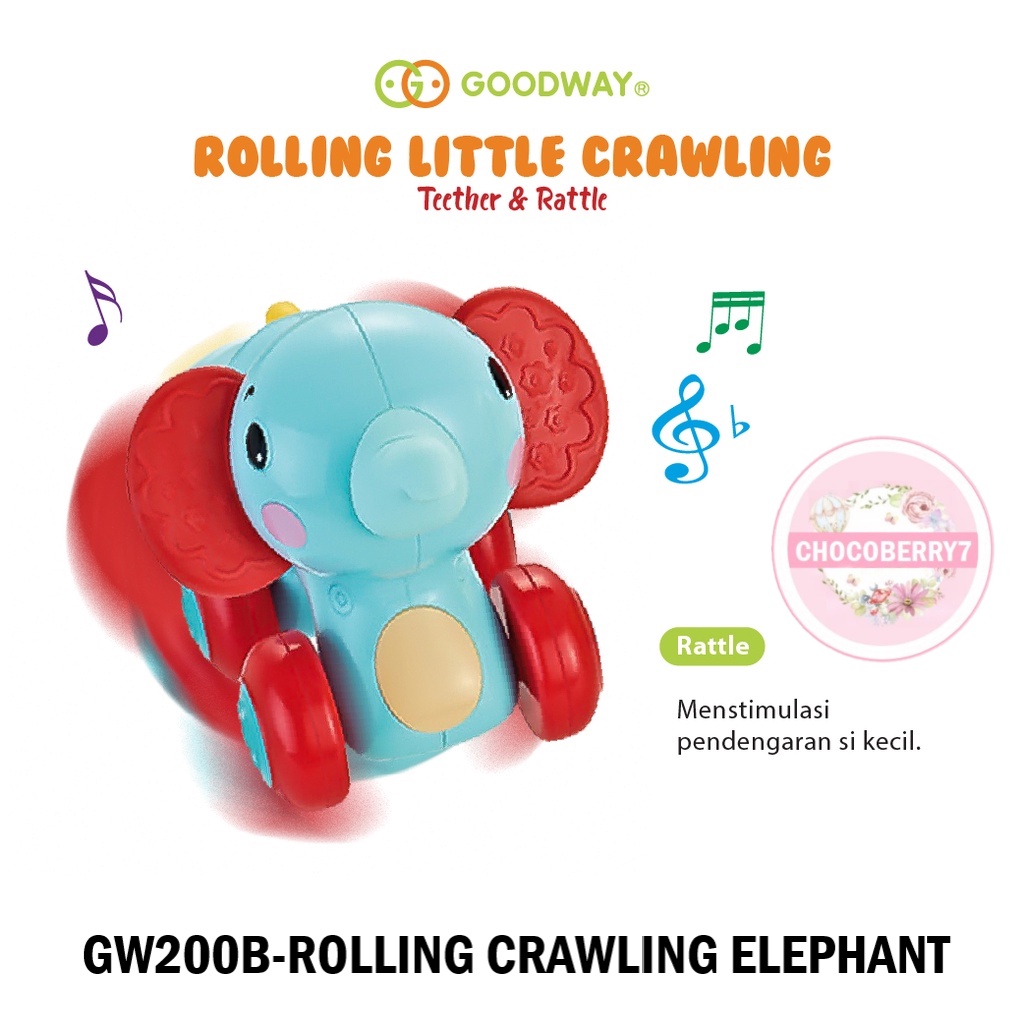 Goodway Rolling Animal Series Mainan Edukasi Anak Bayi Model Hewan Jerapah Gajah Singa Kuda - Mainan Edukasi Motorik Anak 1 Tahun GW2208A GW2208B GW2208C GW2208D