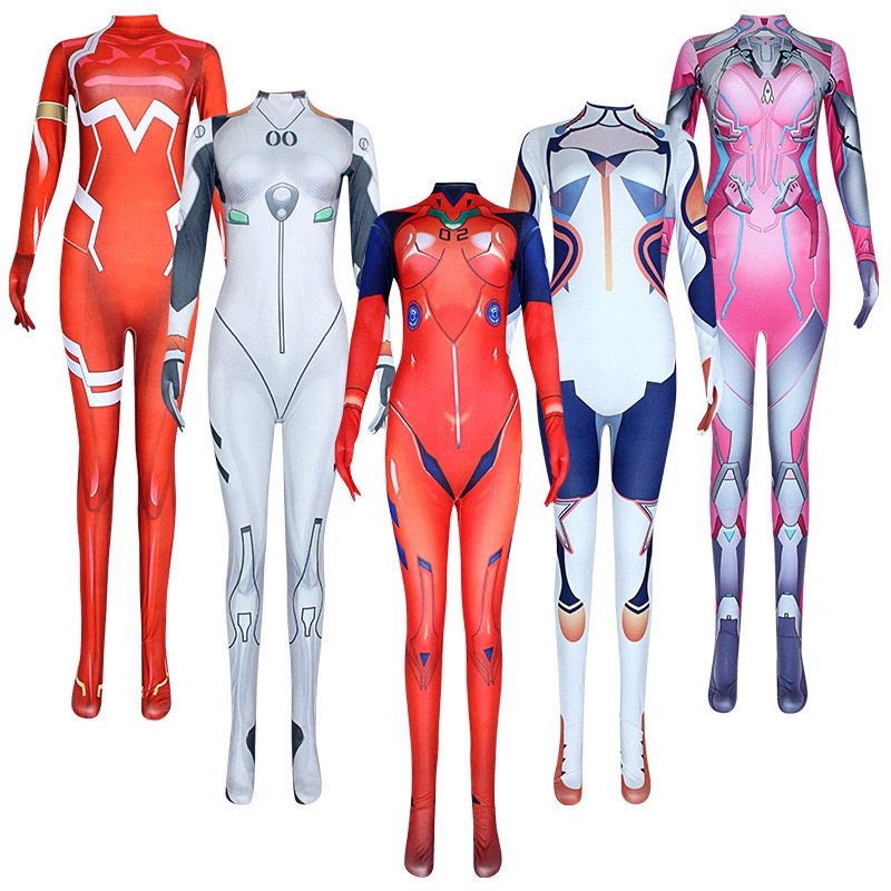 Adults Overwatch D.VA Cosplay Halloween Costume Dva Women Mercy Spandex Anime Ayanami Rei Jumpsuits Bodysuit