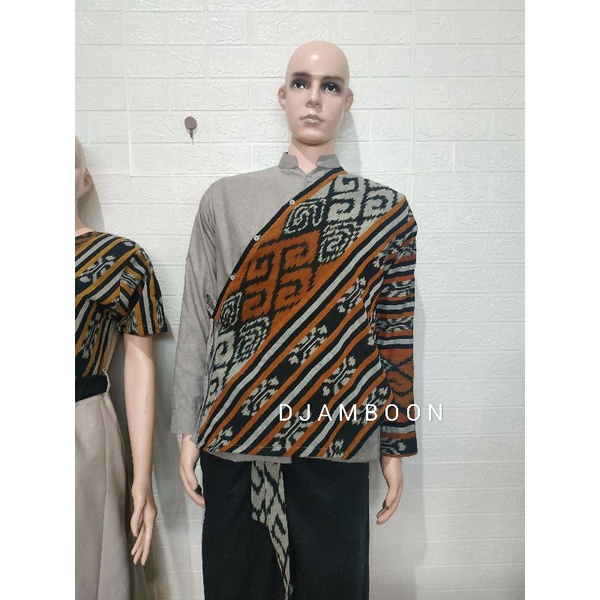 kemeja koko tenun pria lengan panjang