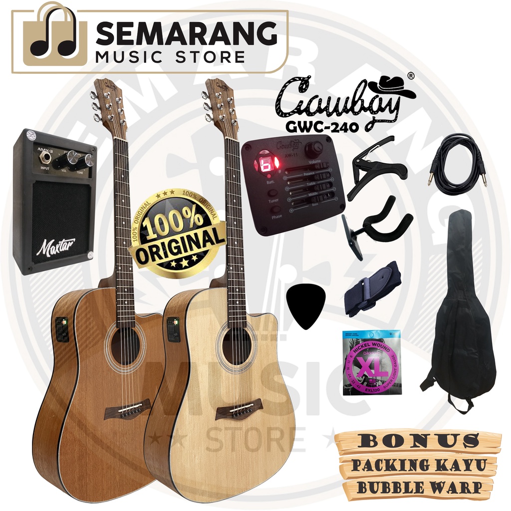 ORIGINAL!!! Gitar Akustik Elektrik Import Merk Cowboy GWC-240 NA GWC 240NS Equalizer Tuner AW-11