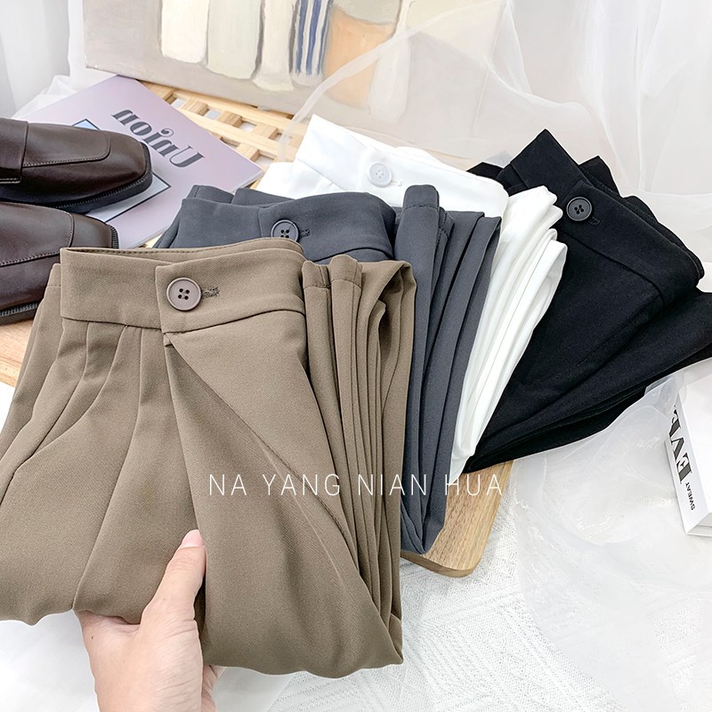 Highwaist Pants Soild Warna Celana Wanita Kekinian Celana Panjang Korea Suit Long Pants