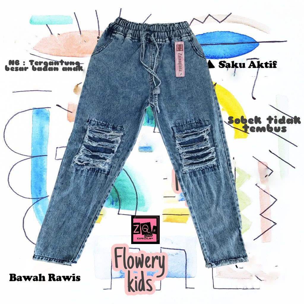 Kulot Jeans Sobek Anak-anak Kulot Jeans Sobek Tanggung Usia 7-13 Tahun Celana Anak Jeans Sobek