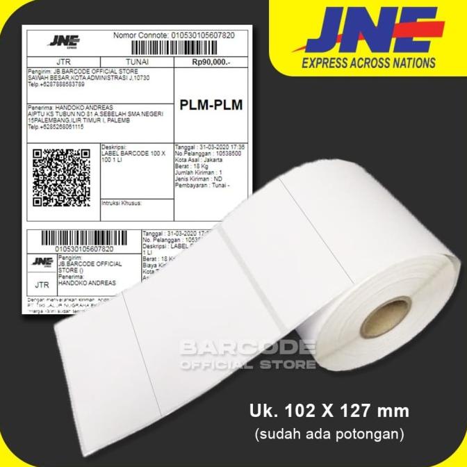

Label Barcode Resi JNE Semi Coated 102x127mm 1Line 500pcs Gap Core 1