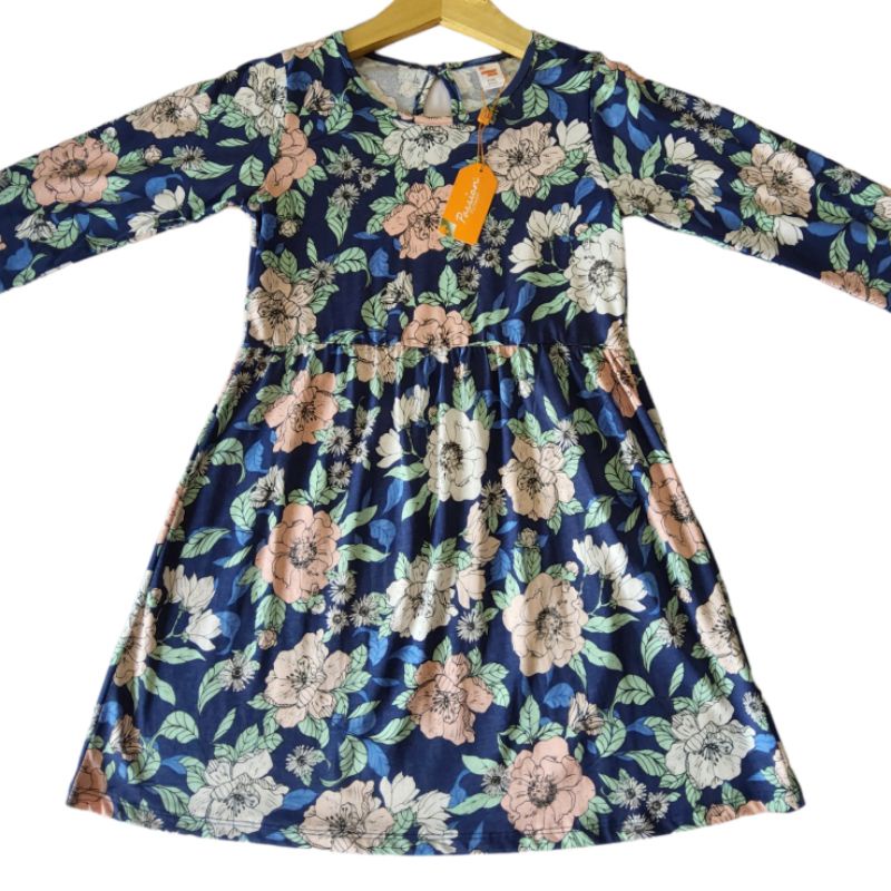 Dress Anak Panjang Motif Bunga Import
