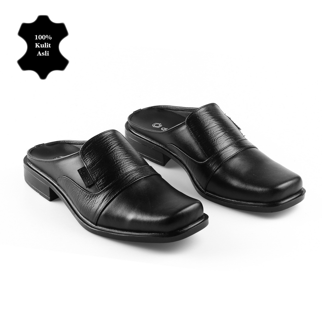 davalo Bustong Pria Kulit Sapi Asli Hitam Noordia Series Sepatu Sandal Handmade Cibaduyut