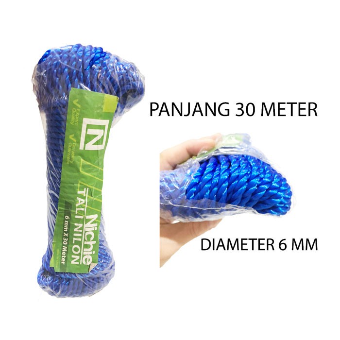 Terlaris Taka Tali Tambang Nilon Panjang 30 Meter Nichie Varian Diameter 6 Mm - 8 Mm