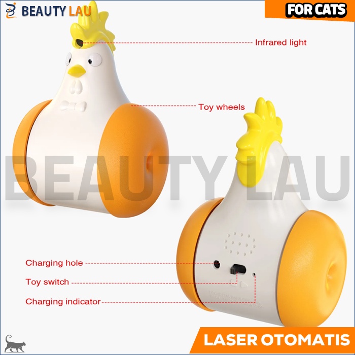 LASER KUCING BENTUK AYAM LESER MAINAN INTERAKTIF KUCING BERGERAK DAN BERSUARA CAT TOYS