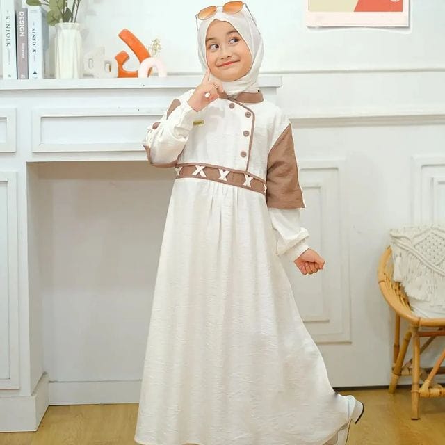 Dress Muslim Remaja Crinkle Airflow Premium/ Amara Maxy Kids/ Gamis Anak Perempuan 9-15 Tahun