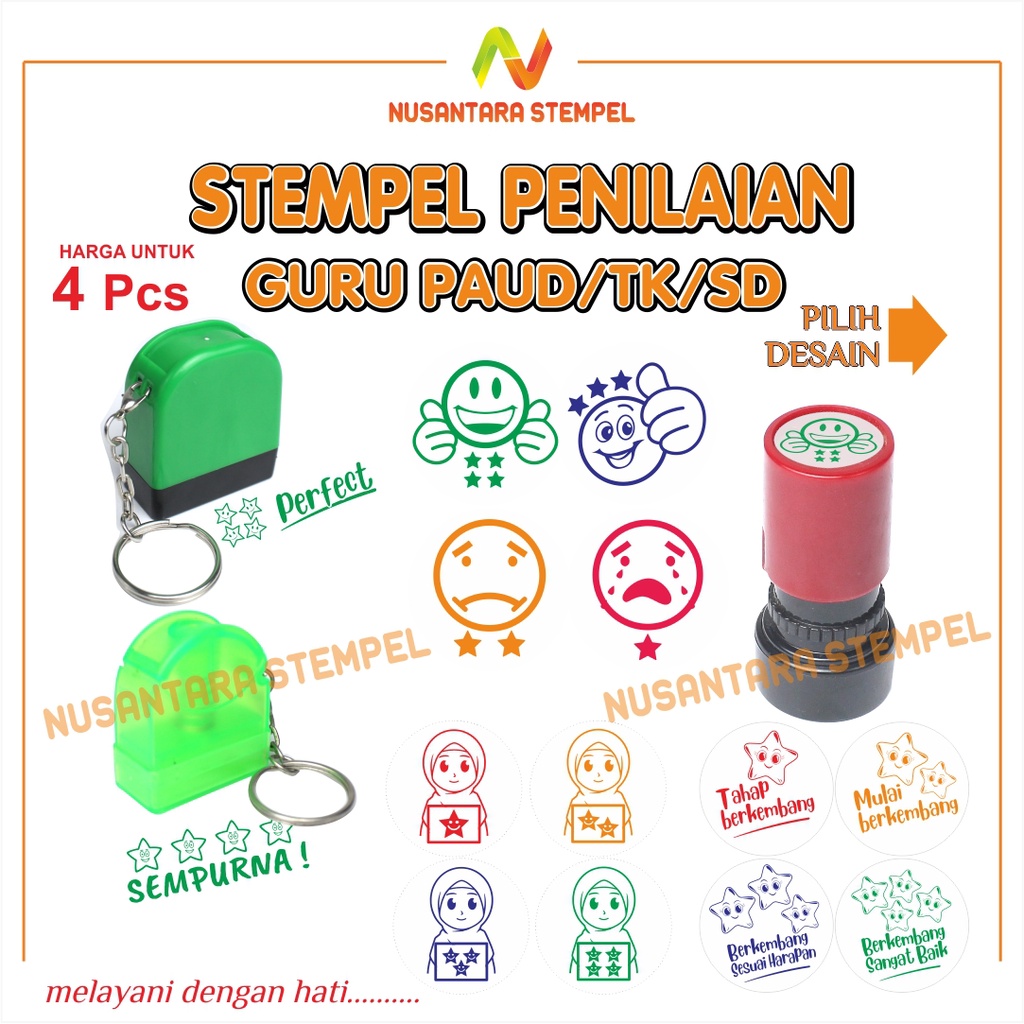 

Stempel Nilai TK SD Paud Stampel Penilaian Guru Stamp Teacher Chacked Character Cap Karakter Koreksi