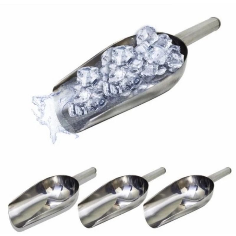 sekrop sendok es batu stainless/serokan tepung/sekop biji kopi stainless