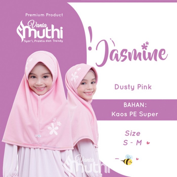 baju muslim Vania Muthi Jilbab Anak Motif Jasmine Size TK - SD 40 Warna - Dusty Pink S 4-8 tahun Mur
