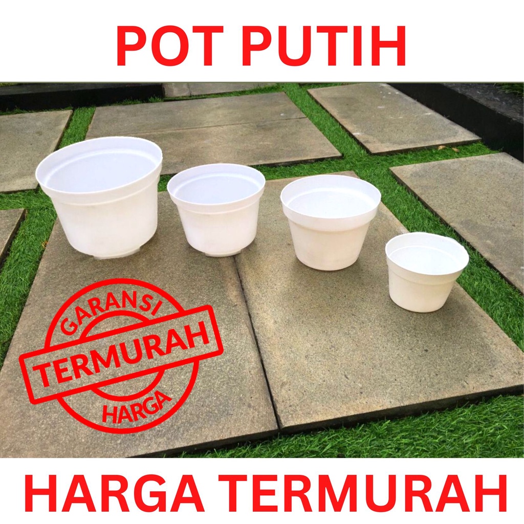 Pot bunga Murah /Pot Tanaman / Pot Plastik PUTIH  uk 10,15,17K,17B &amp; 20 cm