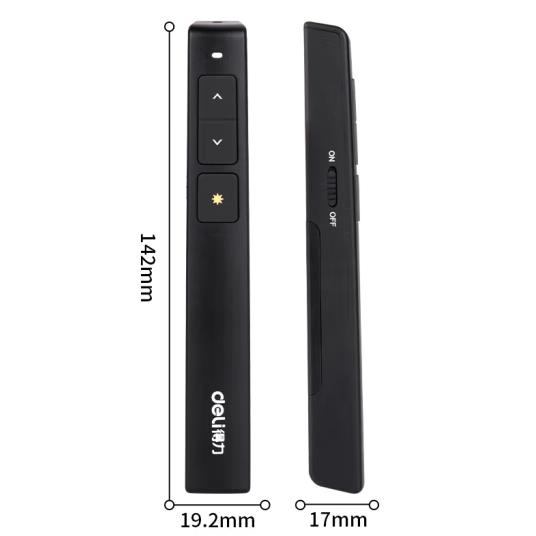 Deli Laser Pointer Presentasi Wireless Slideshow Green Light 100 Meter - 2802G - Black